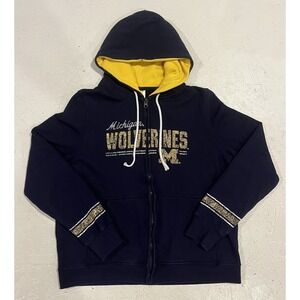 Vintage Pro Edge Michigan Wolverines Hooded Jacket Full Zip Youth XL‎ Blue Kids